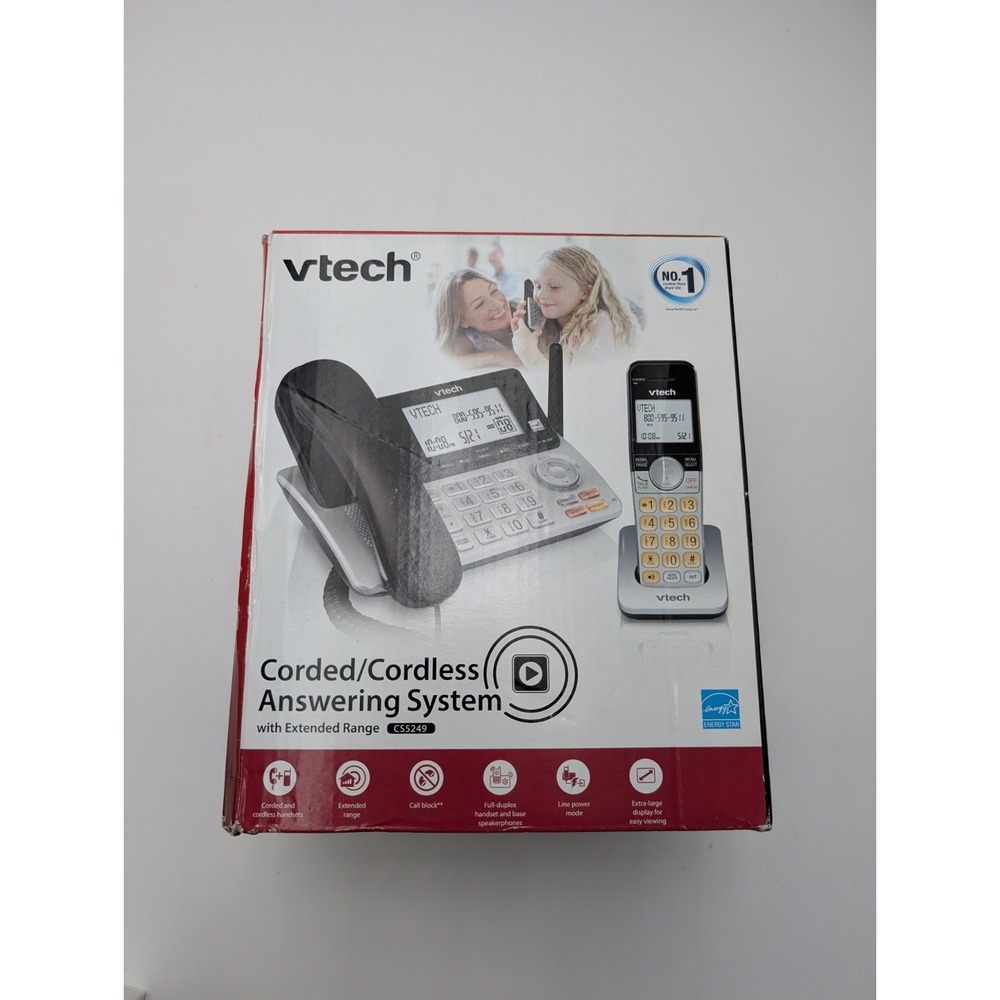 Vtech CS6949 Corded & Cordless 2-Handset Digital Answering Phone System Call ID